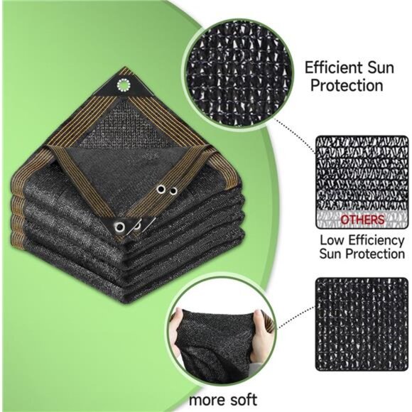 70% Shade Cloth 6.5ftx10ft Anti-Aging Sun Mesh UV Resistant Net, Sunblock Garden - Picture 3 of 8